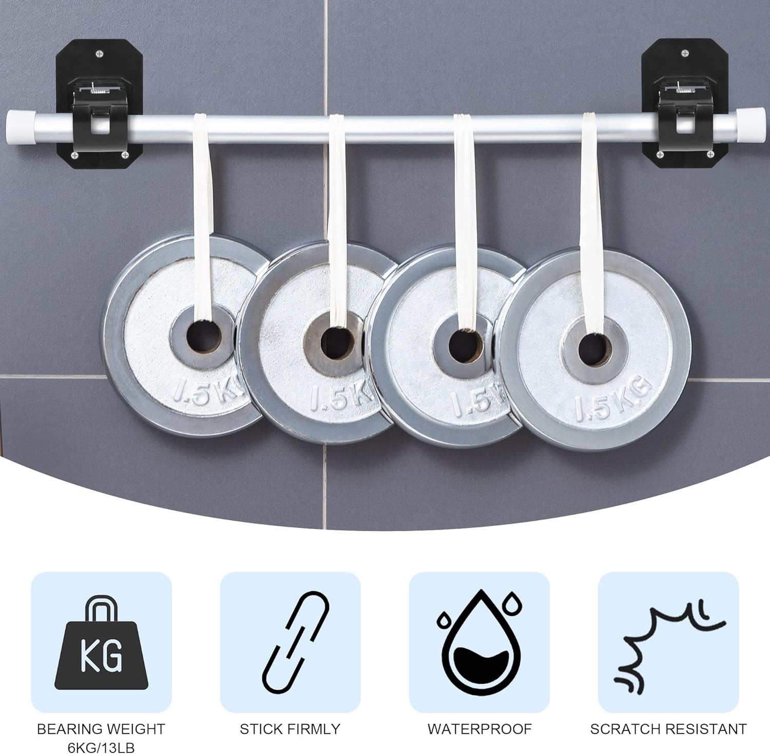 8PCS Upgraded No Drill Curtain Rod Brackets No Drilling Self Adhesive Curtain