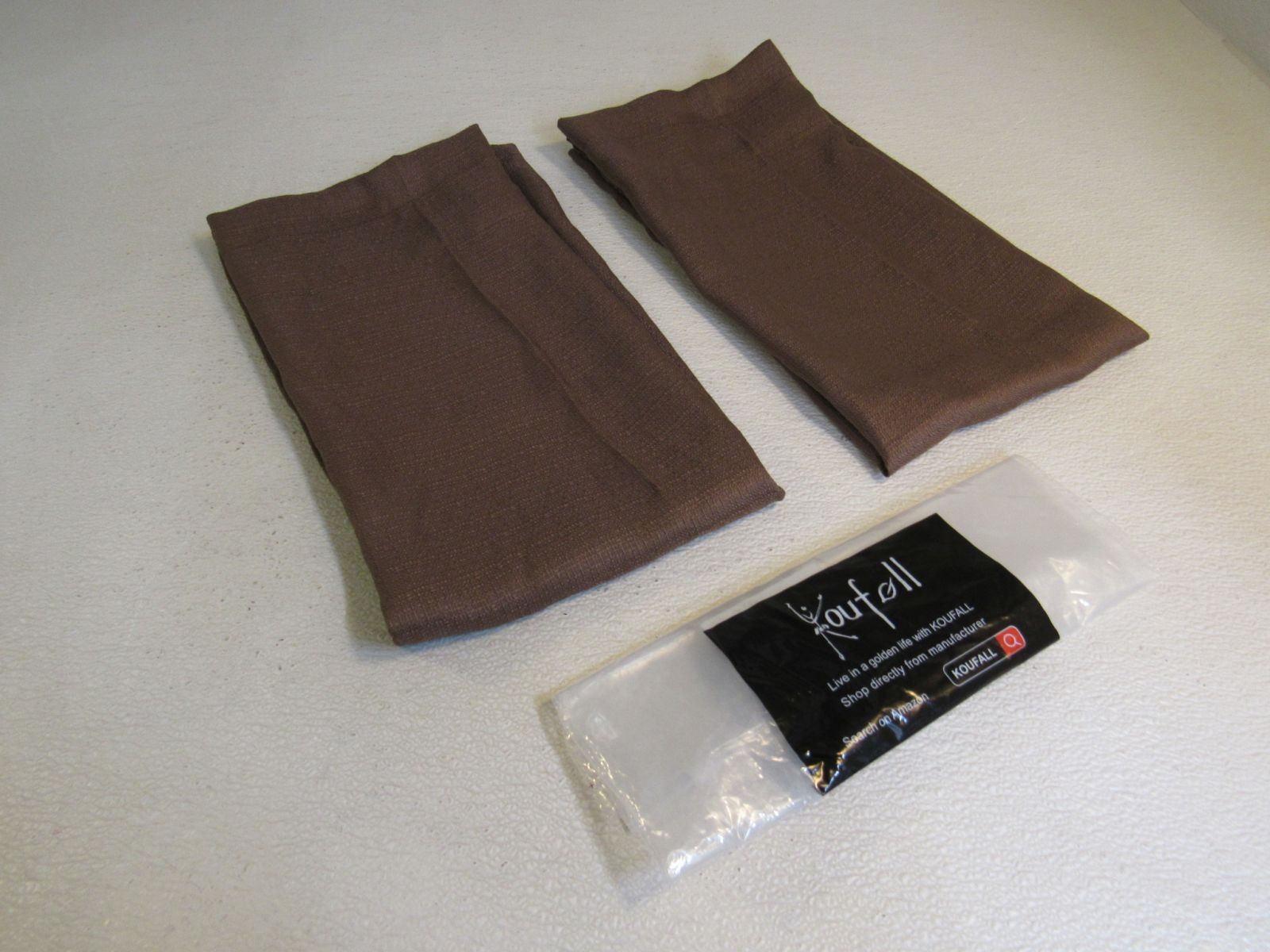 Koufall Rod Pocket Linen Curtains Set of 2 30in x 32in Chocolate Brown Polyester