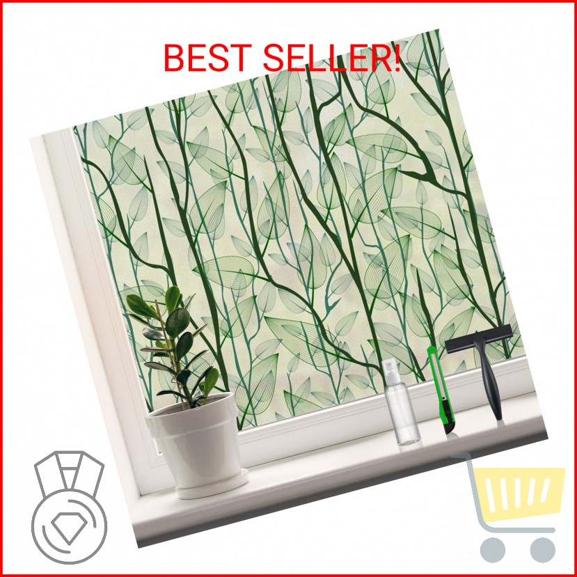 DKTIE Window Film Privacy with Installation Tools, Decorative Stained Glass Wind