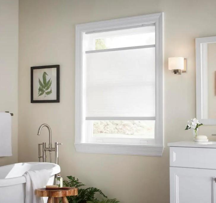 Snow Drift White Top Down Bottom Up Light Filtering Cellular Shade 34.75″W x 48″