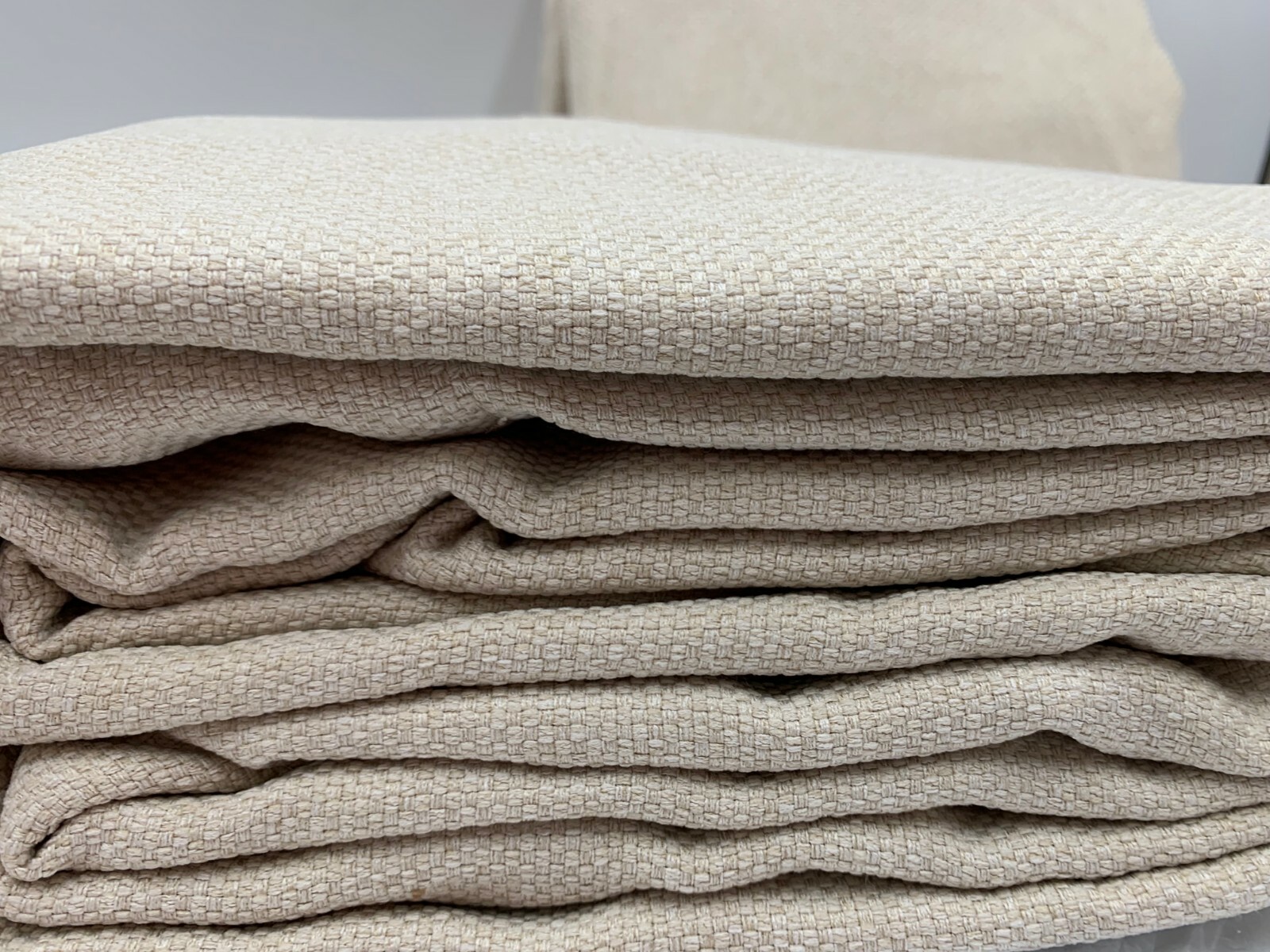 Pottery Barn Textured Chenille Cotton Lined Curtains Panels Flax 50x 108″ #J53L