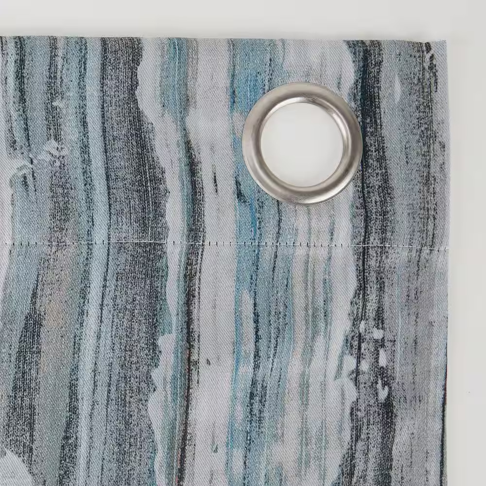 Allegory Abstract Blue Polyester 40 In. W X 84 In. L Grommet Blackout Curtain (S