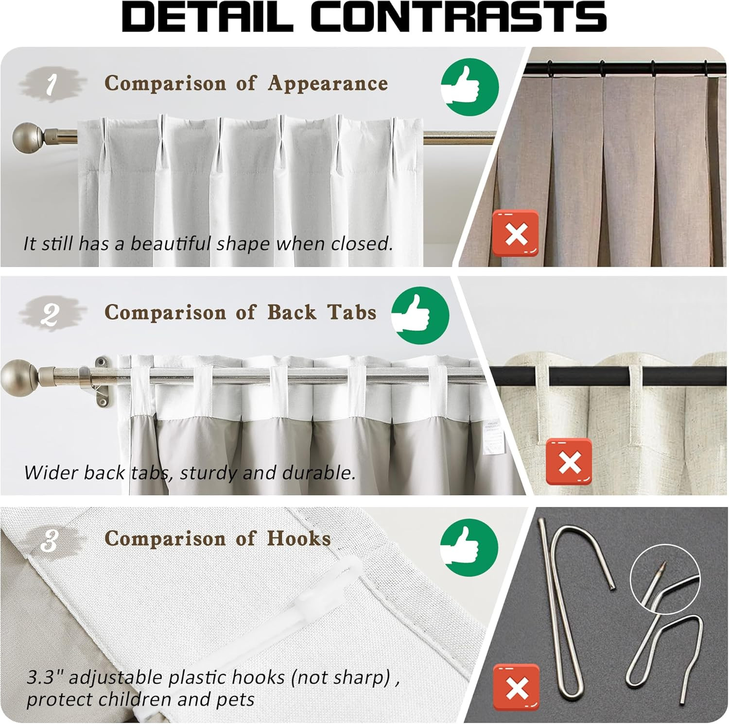 Extra Long Blackout Pleated Curtains 144″ for High Ceilings, Greyish White