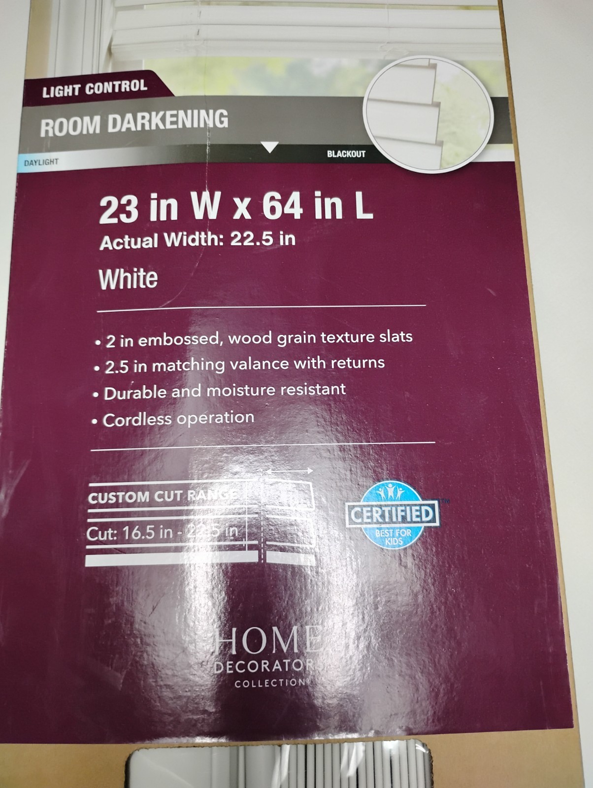2 inch faux wood blinds white 23inch Wide 64 inch Length
