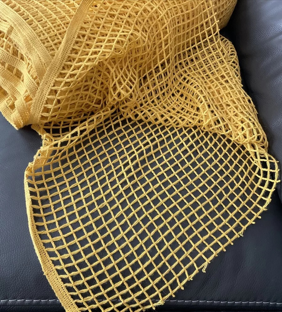 VTG/Retro 70s Net Woven Fabric Mesh Web Mustard Yellow 1Yr x 46”MCM Design NEW