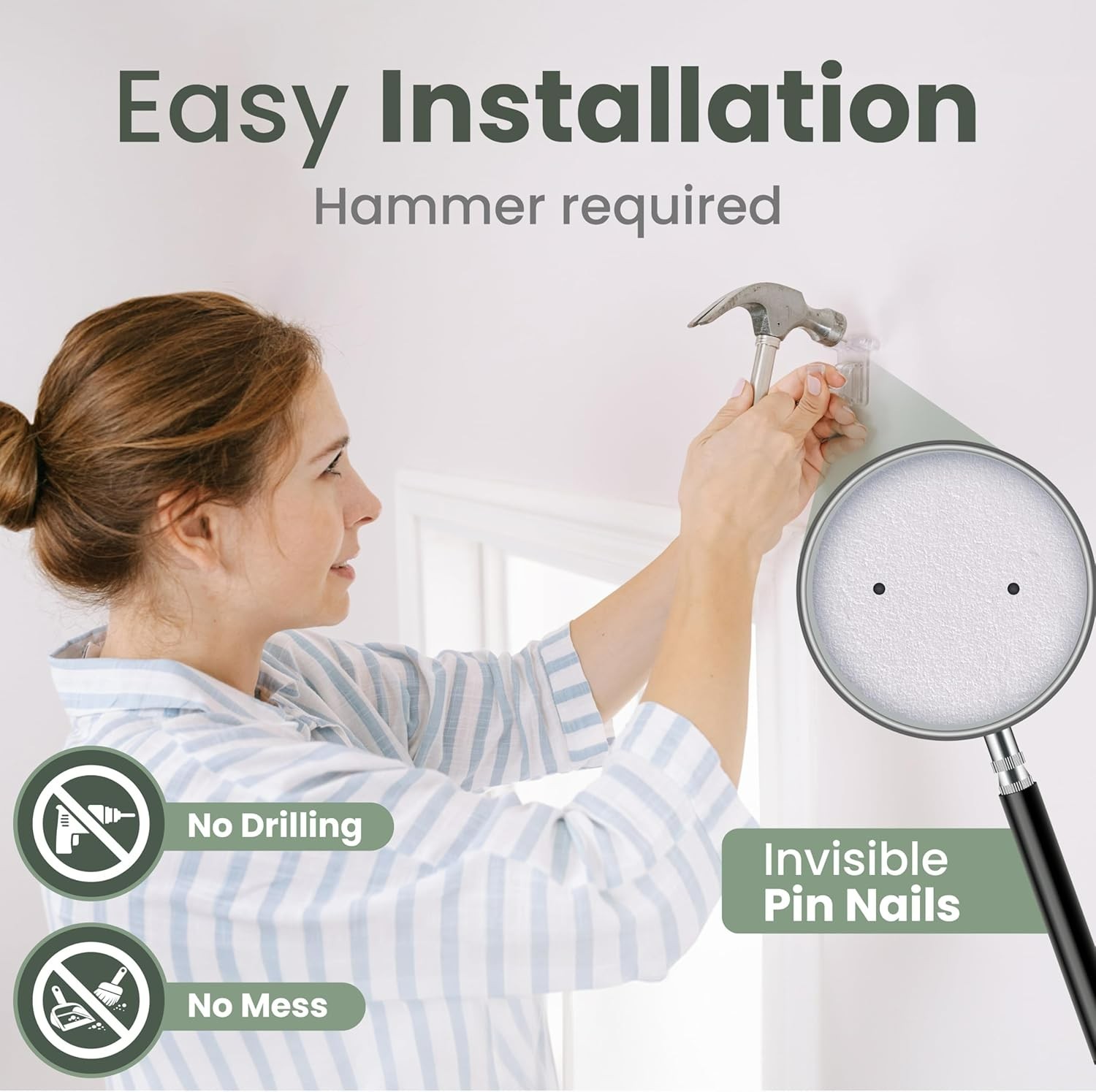 Minimalist Curtain Rod Brackets – 5X Stronger Support, 8 Pack with Pin Guide