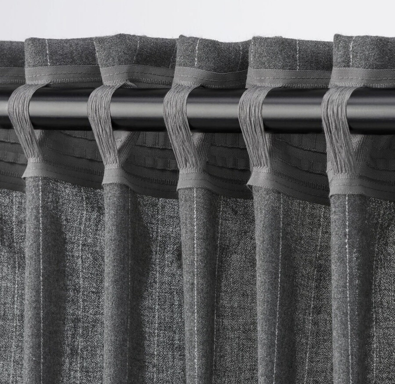 IKEA MILDRUN Curtains Light Filtering 57×98″ 1 Pair (2 Panels) Dark Gray Stripe