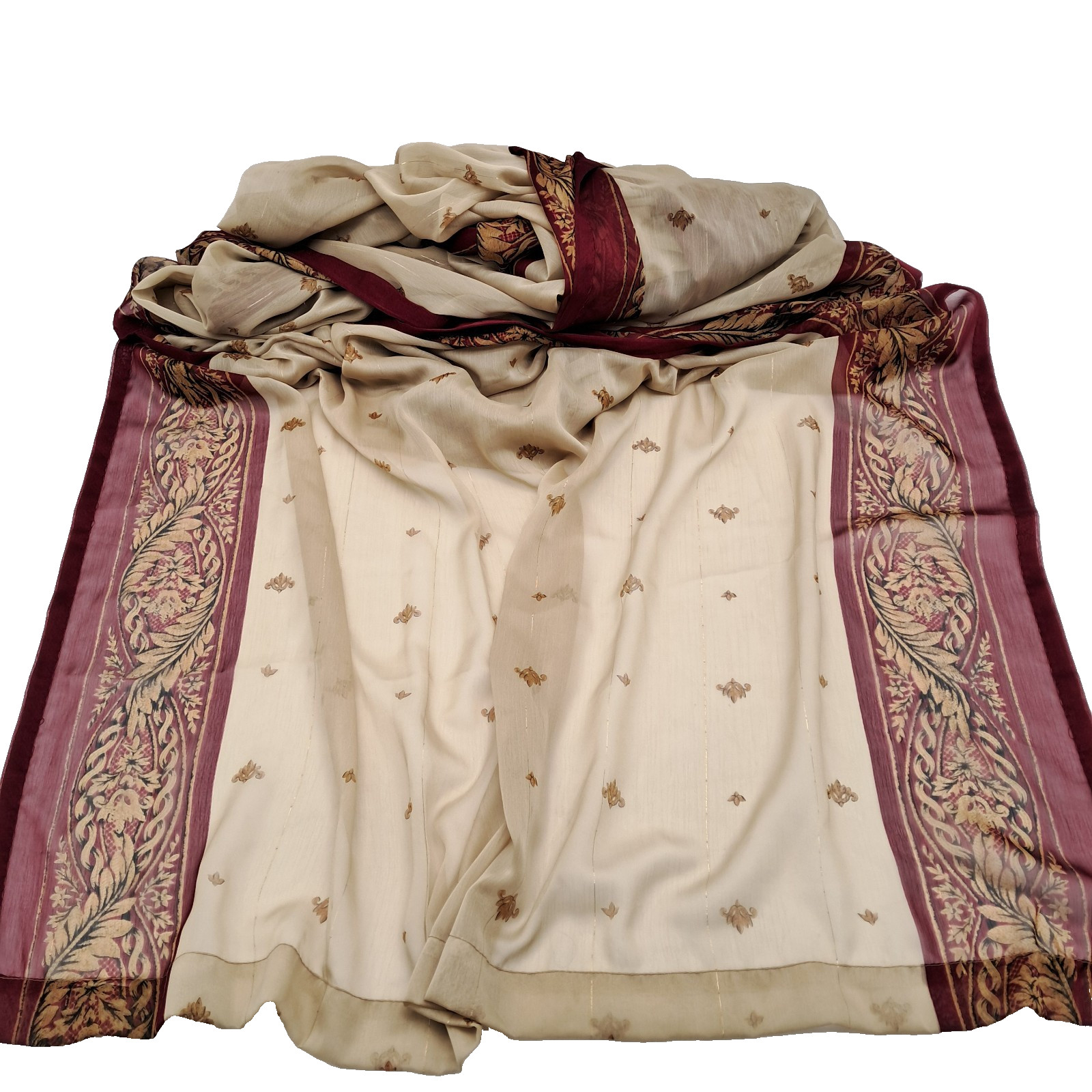 Croscill Imperial Empress Long Red Gold Print Sheer Scarf Valance 40×216 Empire