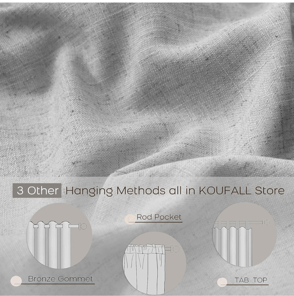 NEW Dove Gray Curtains 2 Panels Set Tab Top Light Filtering Linen Blend 52x84L