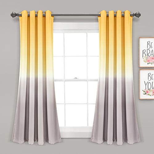 Umbre Fiesta Light Filtering Window 52″W x 63″L (Pack of 2) Yellow & Gray Pair