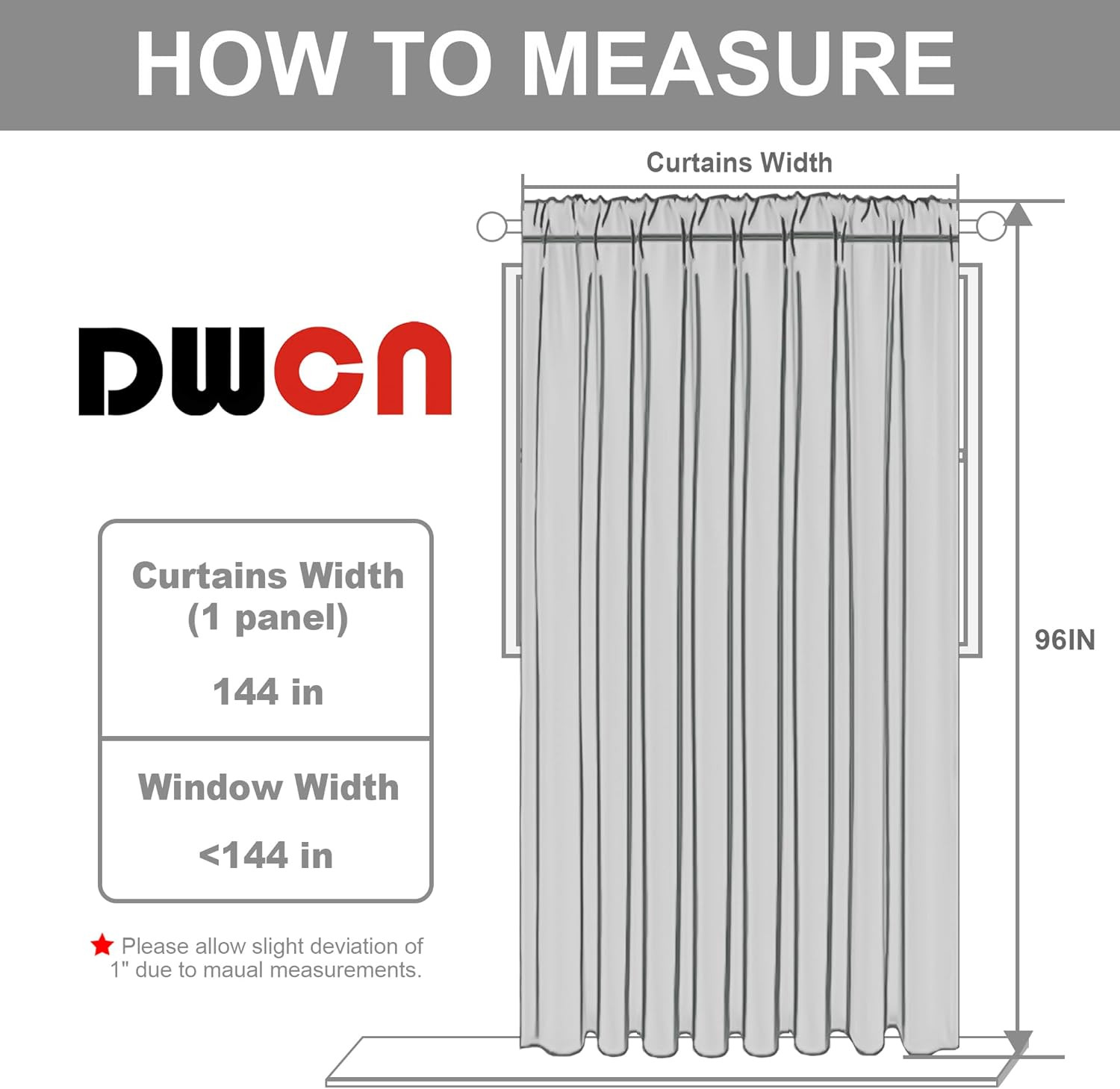 Extra Wide Blackout Curtain Room Divider for Sliding Doors, 144×96 in Light Grey