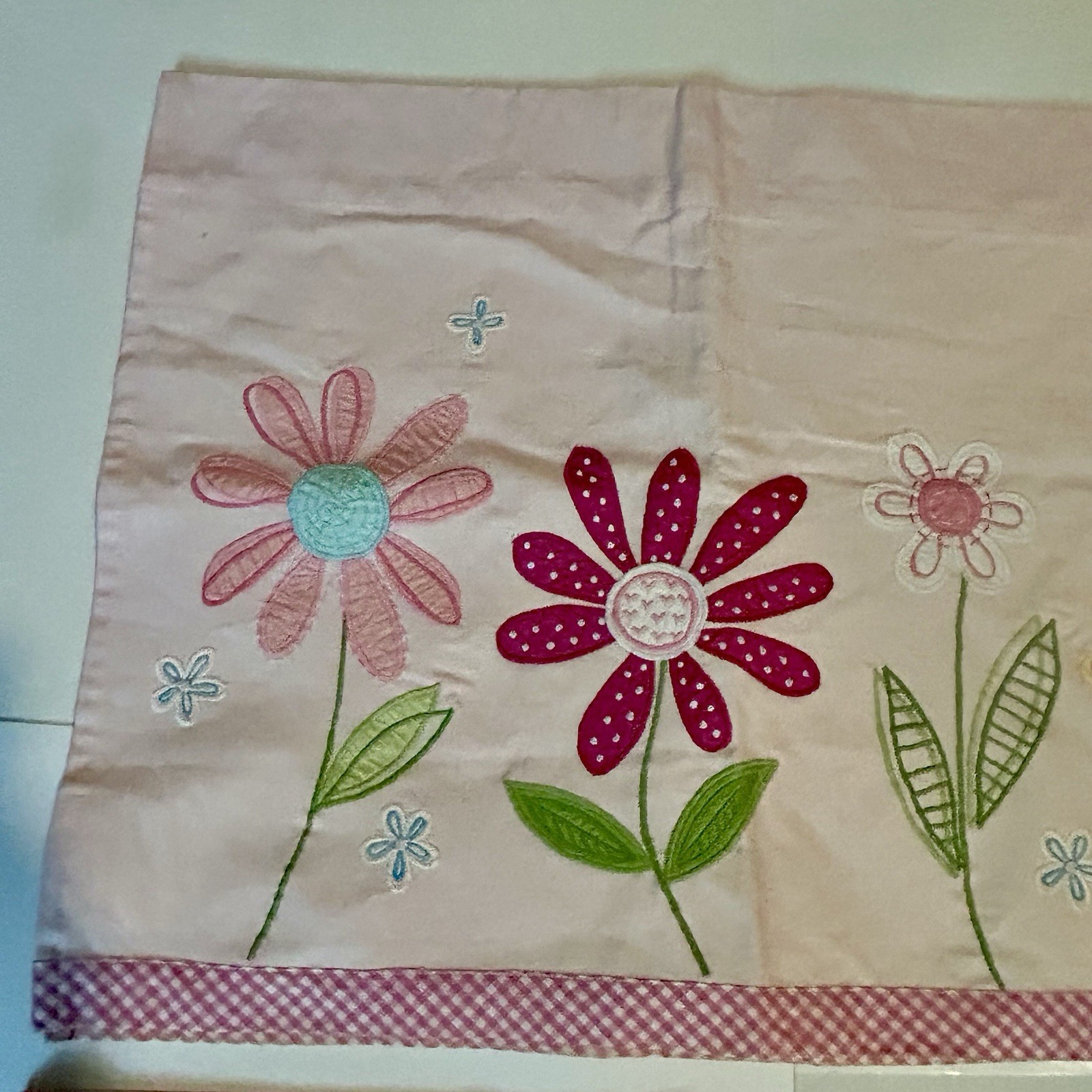 Pottery Barn Kids Daisy Garden Window Valances Set of 2 Pink Floral 44 x 18 READ