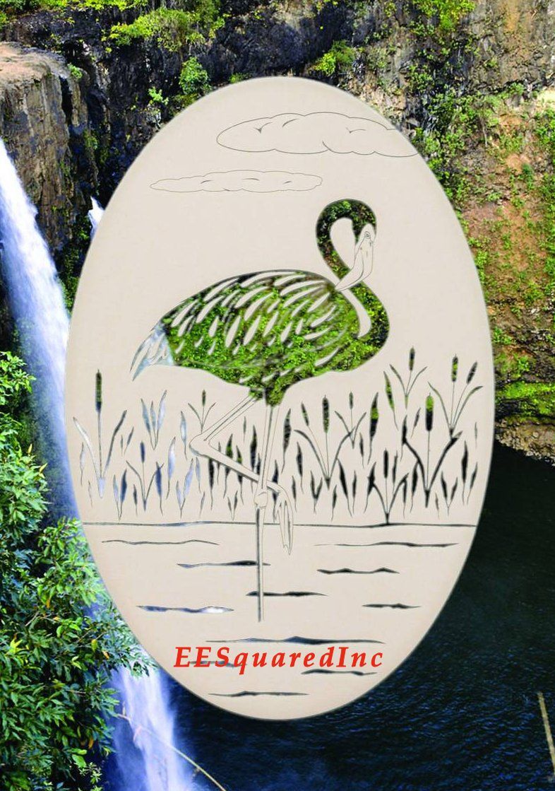FLAMINGO STATIC CLING WINDOW DECAL New Oval 8×12 Tropical Bird Decor Left Facing