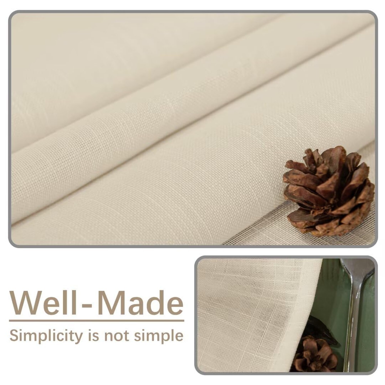 Natural Linen Rectangle Tablecloth, Slubby Textured Fall Lightweight Table Cl…