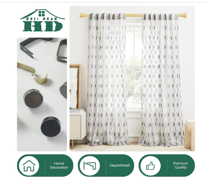 KAMANINA Antique Silver Curtain Rod 32 to 58 inch(2.6-4.8ft) 1 inch Adjustable