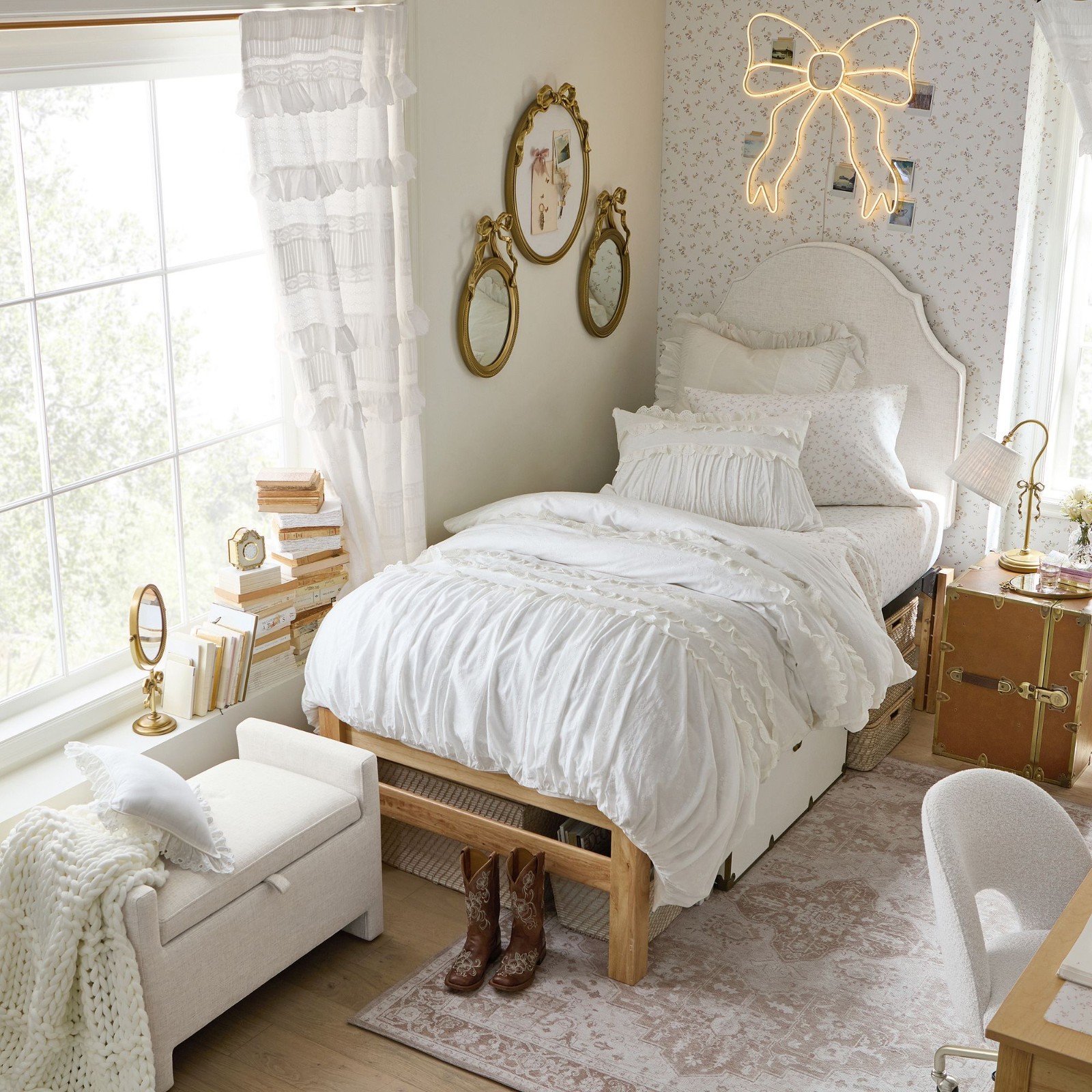 Pottery Barn x LoveShackFancy Ivory Eyelet Embroidery Light-Lined Curtain 48×84″