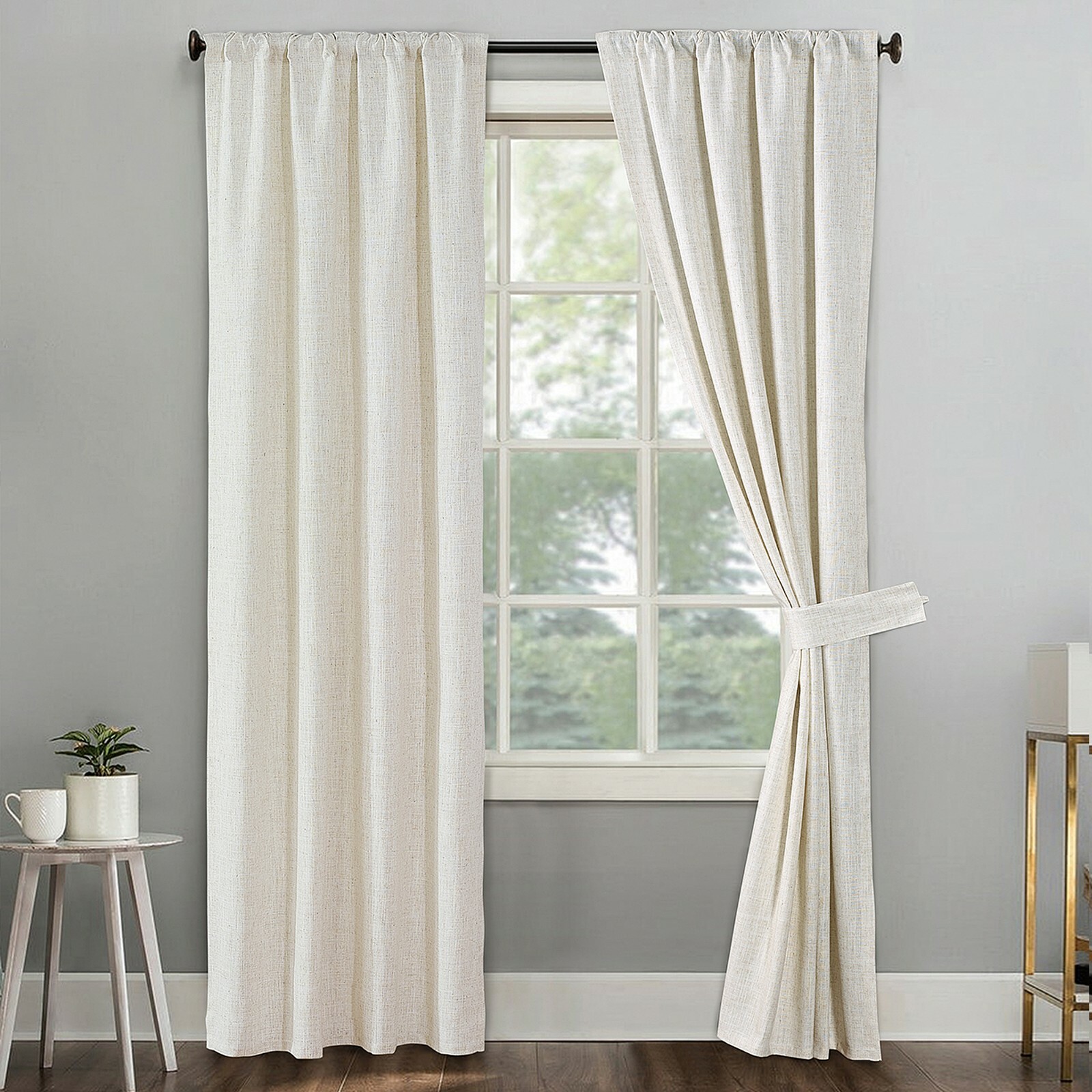 Dodoma Linen Blend Solid Window Curtains Drapes Blackout Room Thermal Insulated