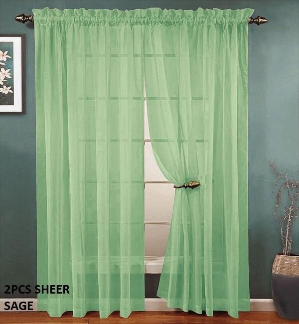 Solid Sheer Curtain Set (2 Panels) in 17 Different Colors!