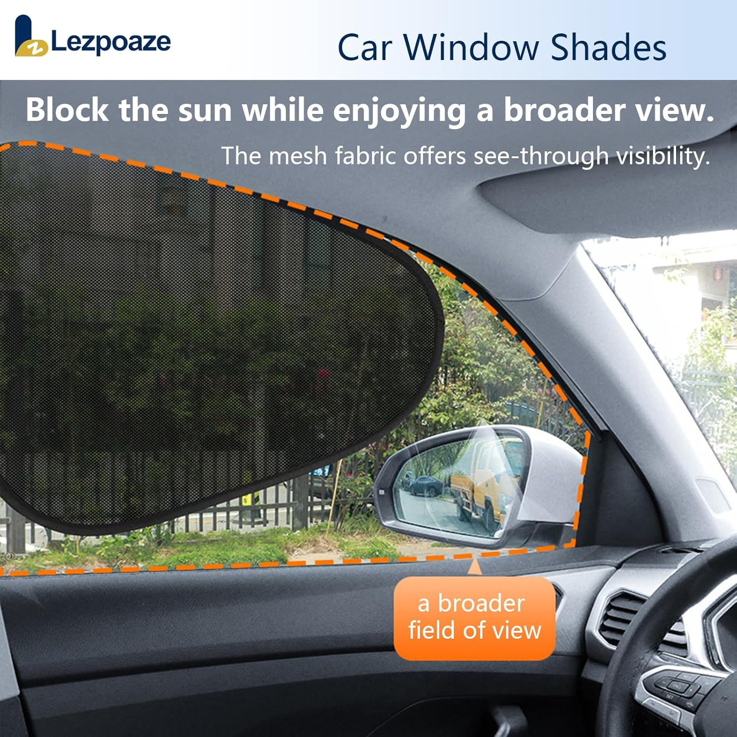 2-Pack Car Window Shades | Mesh Static adsorption Side Window Anti-UV Sunshade C