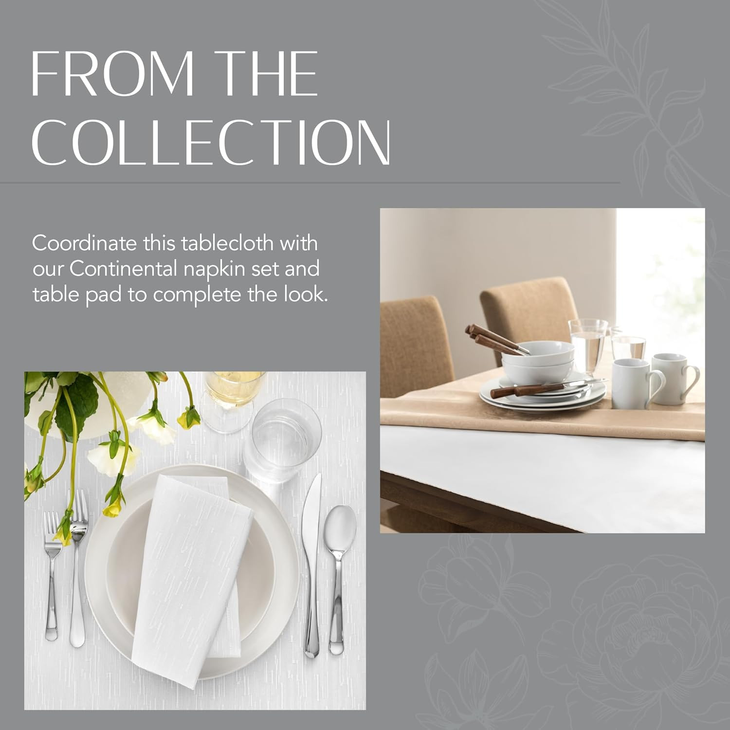 Home Fashions Continental Solid Texture Water, Stain & Wrinkle Resistant Tablecl