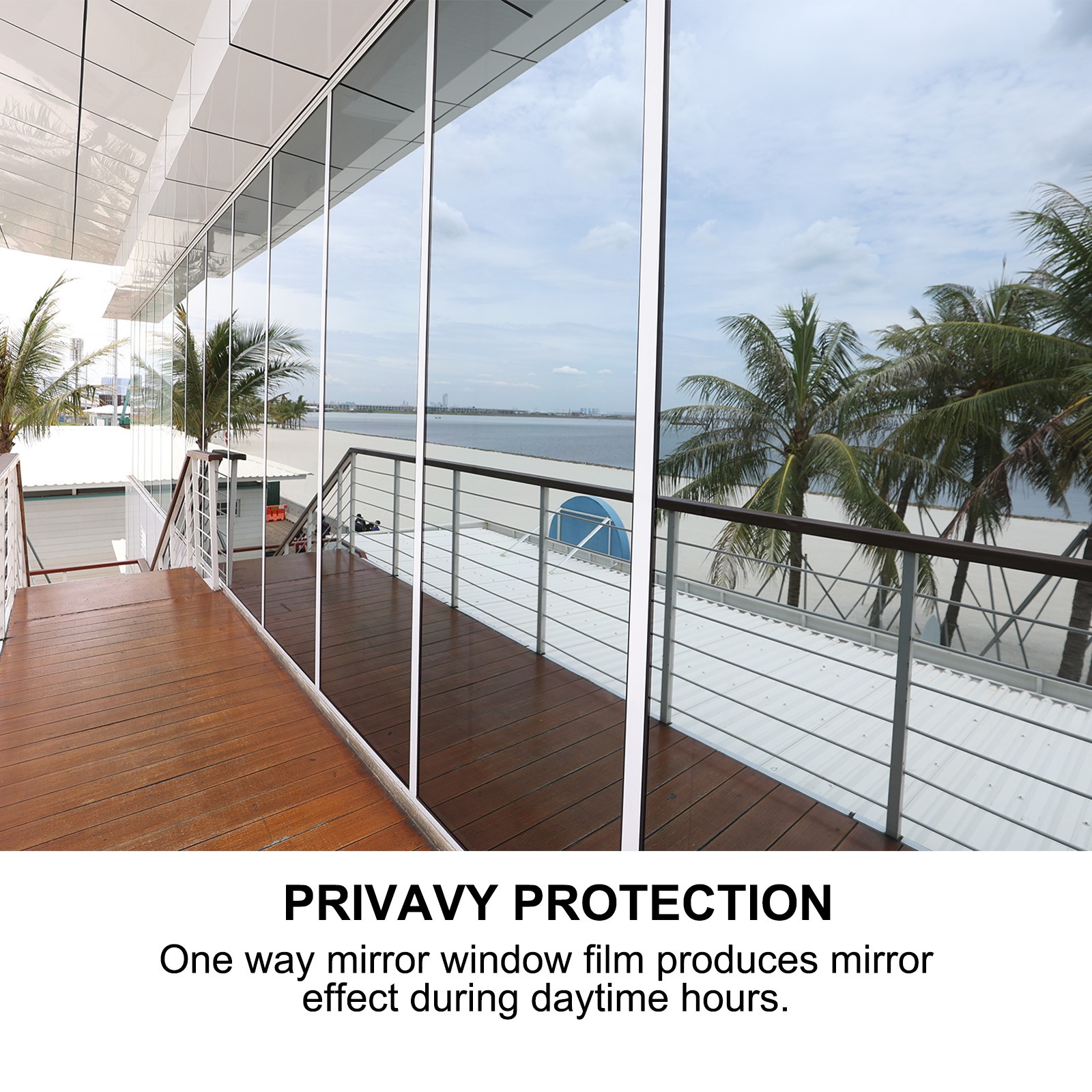 Window Privacy Film One Way Heat Blocking Static Cling Brown 35.4×78.7″