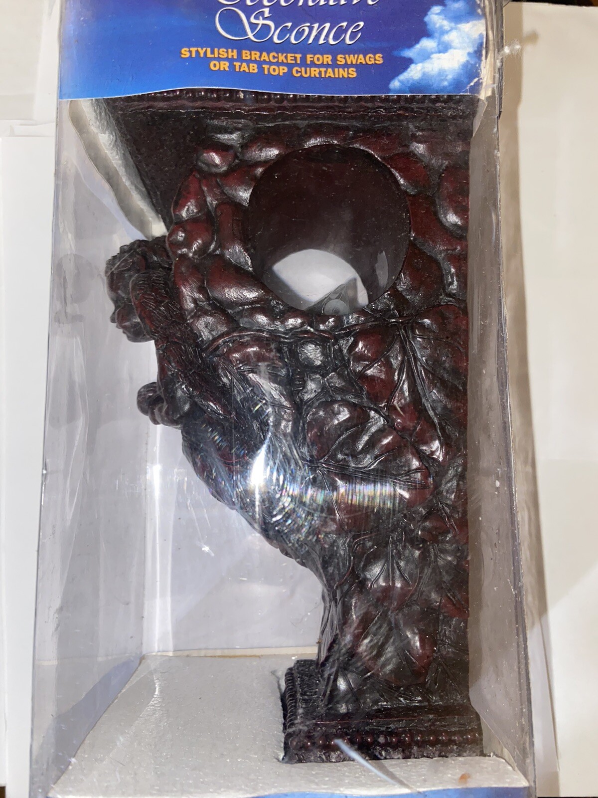 DECORATIVE SCONCE ANGELS/CHERUBS BRACKET FOR SWAGS/TAB TOP CURTAINS-9.5”L