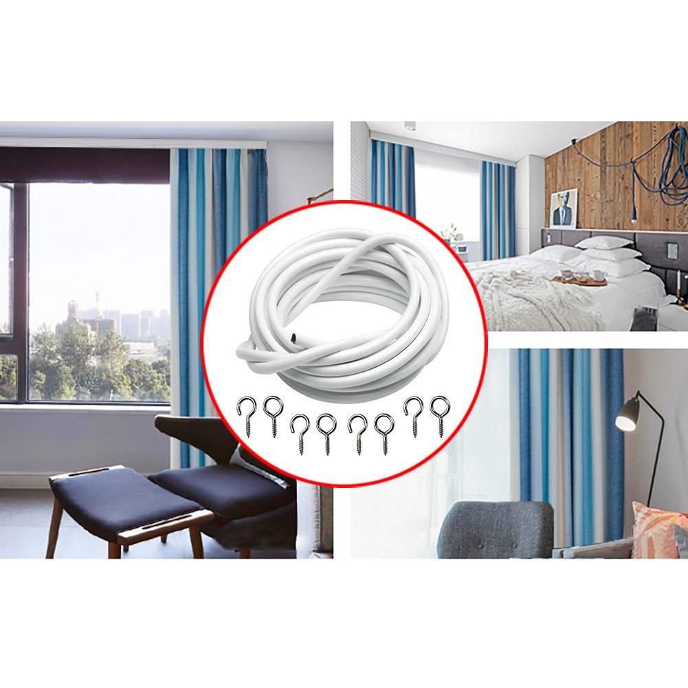 Window Cord Cable Net Curtain With Wire Eyes & Hooks Various Lengths Available c