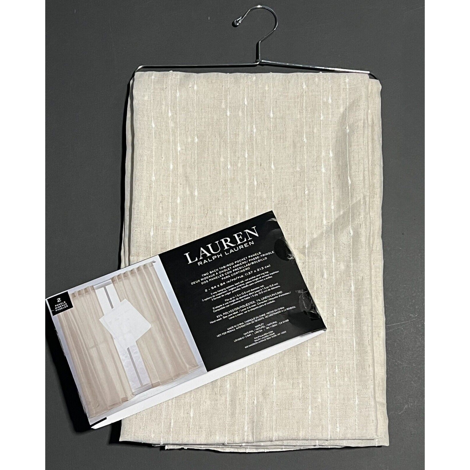 2 Ralph Lauren Marley Window Panels Curtains 54 x 84” Natural Beige **READ