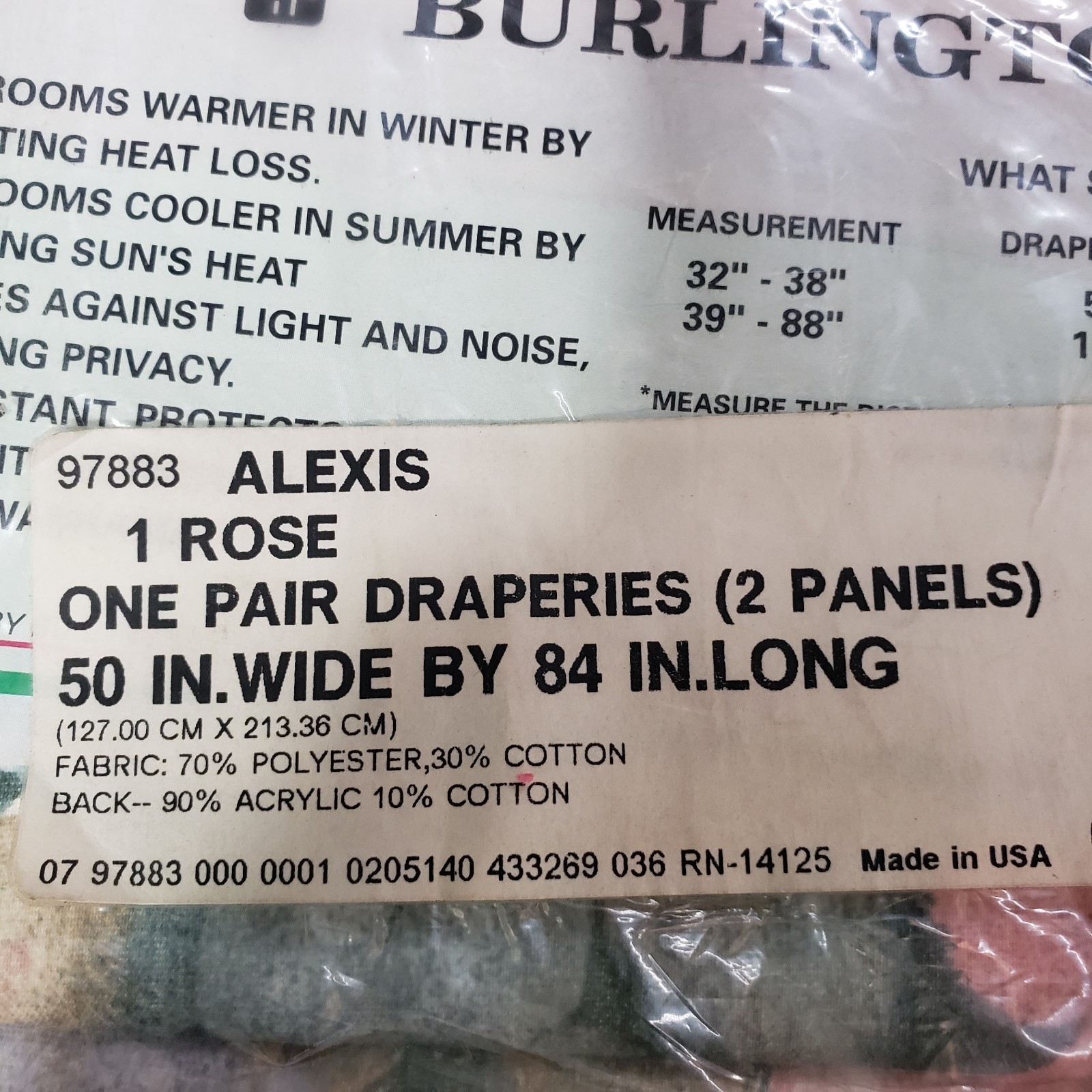 Burlington Pleated Draperies 2 Panel Floral thermal Drapes Curtain 50″-100″ x 84