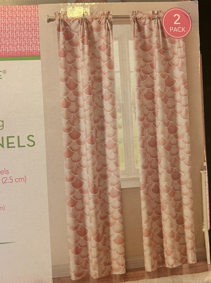 Huntington Home Room Darkening Window Panels Curtains Pink White 2 Panels 27X84