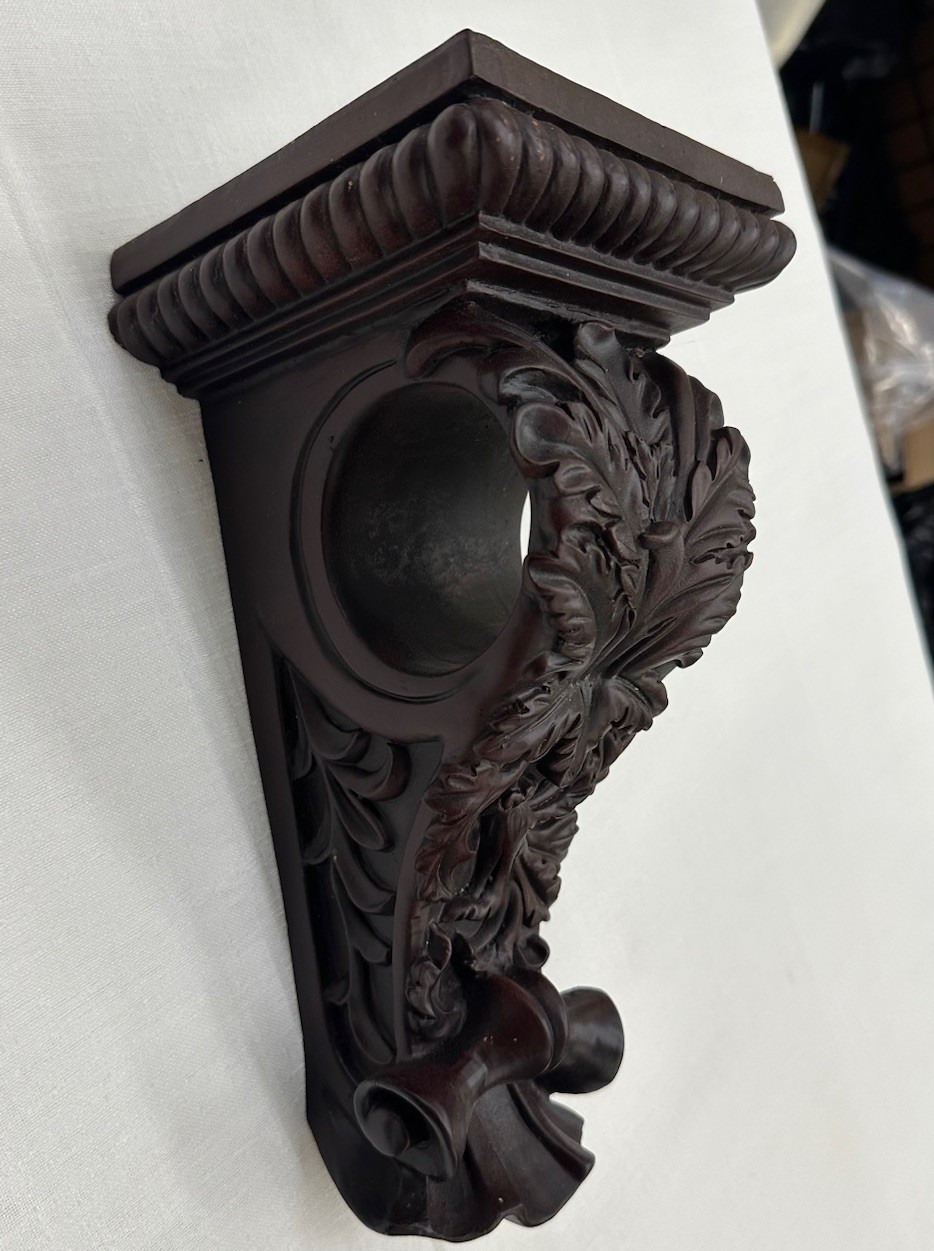 1 Drapery Sconce Corbels Curtain Rod Swag Holder Bracket Mahogany Fits 3″ Rod
