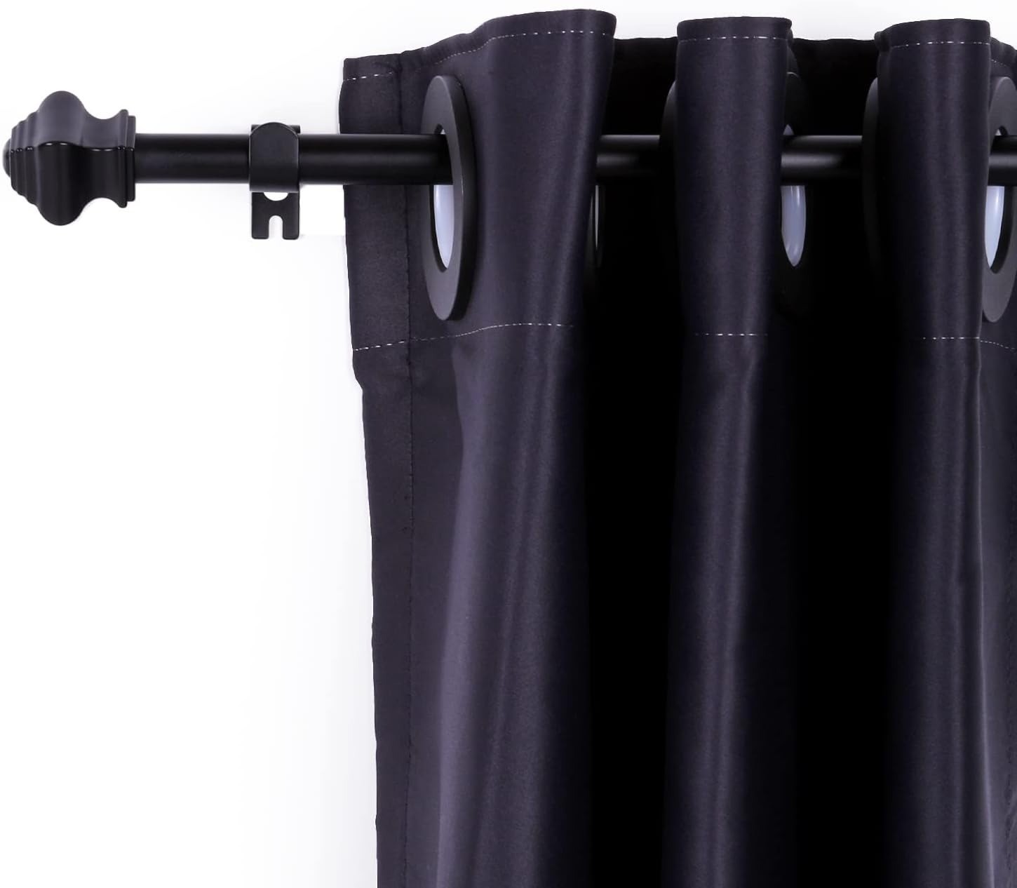 2pk Curtain Rods 30-46″ Small Window Hardware Set Stainless Steel 5/8″ Dia Black