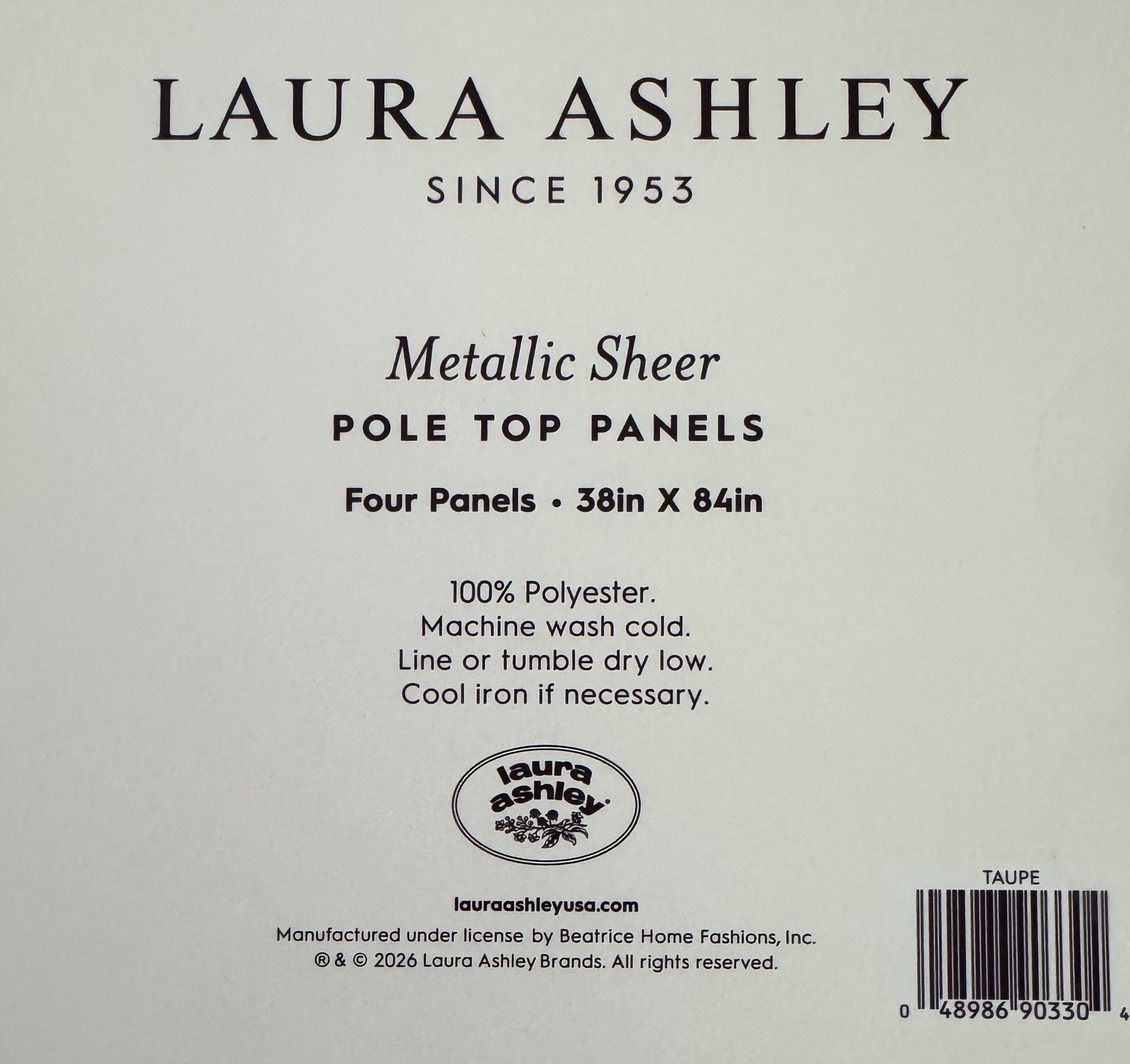 Laura Ashley Window Curtains 4 FOUR Panels 38 x 84 Gray Mustard Metallic Sheer