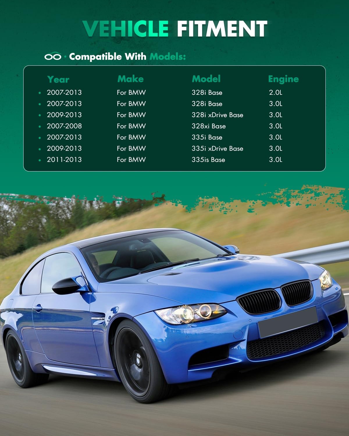 Black ABS Rear Trunk Spoiler Wing Replacement for 2007-2013 BMW 335i 335is 335xi