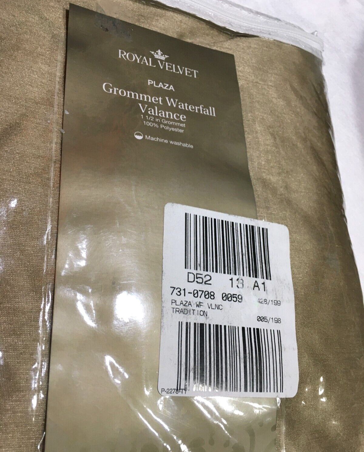 Royal Velvet Plaza Waterfall Grommet Valance 18×20″ Traditional Tan 4 Available