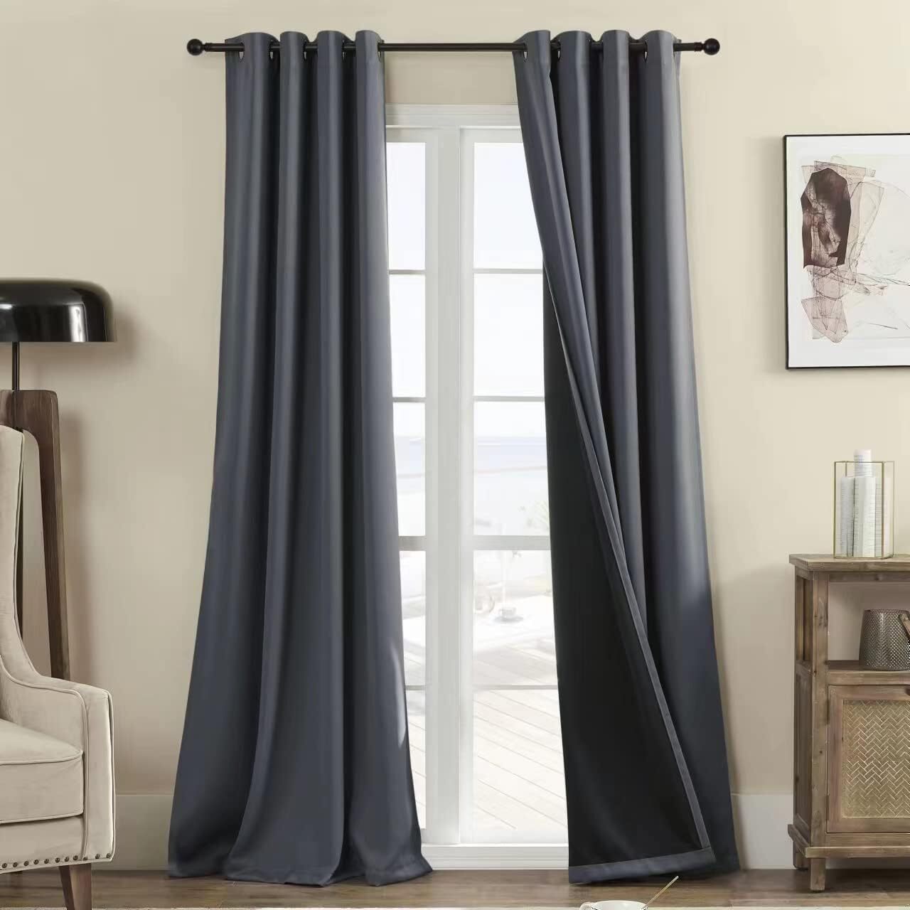 Total Blackout 340 GSM Curtains 2 Panels, Full Shade 84 Inches Long Complete