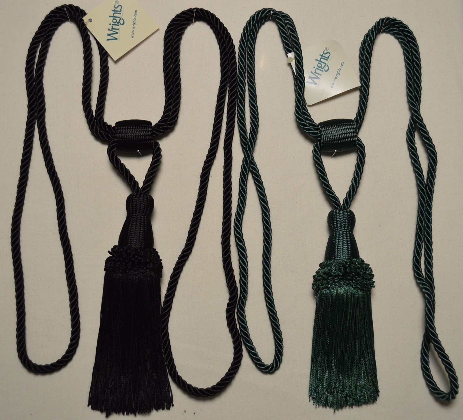 Curtain & Chair Tie Back – 38″spread w/ 7″tassel – Adjustable – 3 colors!