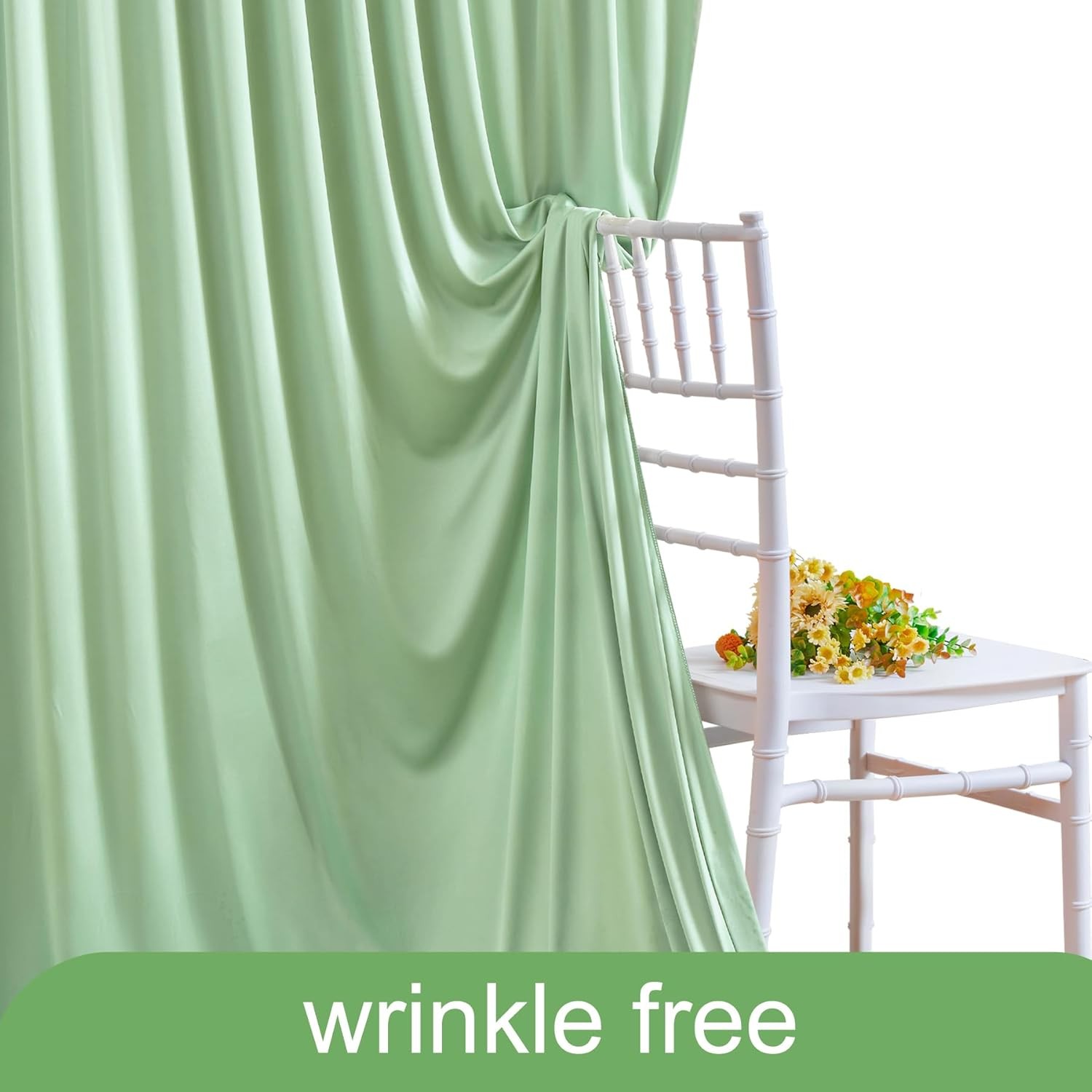 8 Panels Sage Green Backdrop Curtain for Wedding Baby Shower Wrinkle 40ft x 10ft