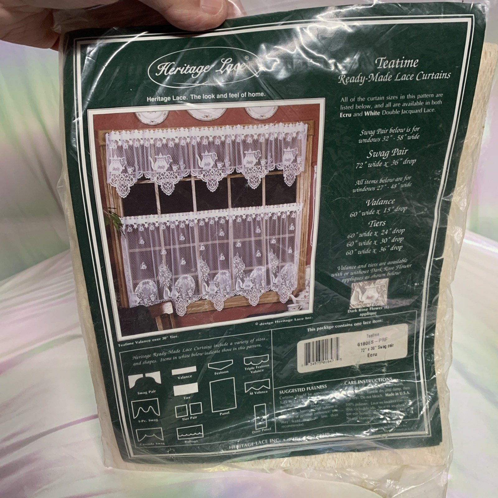 Heritage Lace Teatime ready-made lace curtains 72 x 36 swag pair