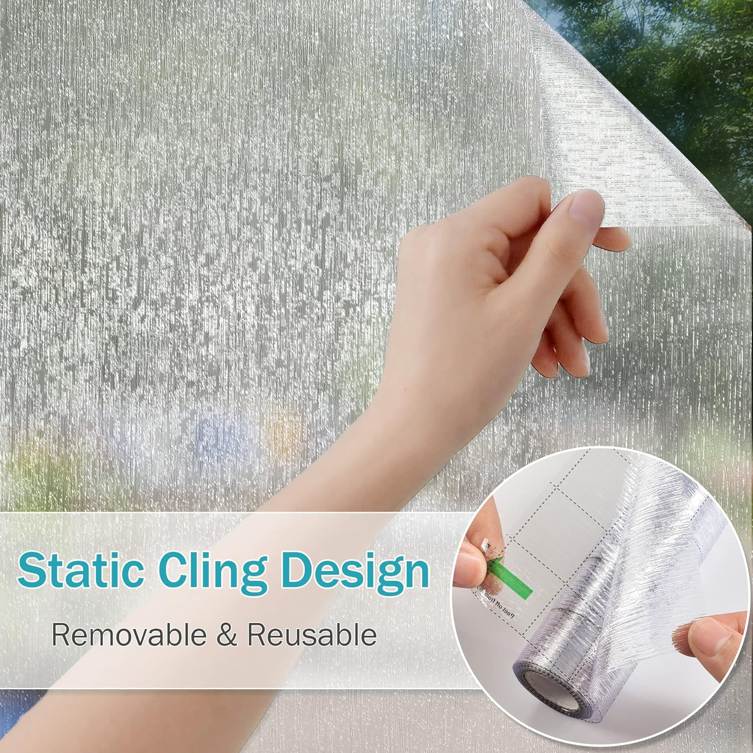 Rain Glass Window Film Privacy Static Window Clings Decorative Glass Sticker for