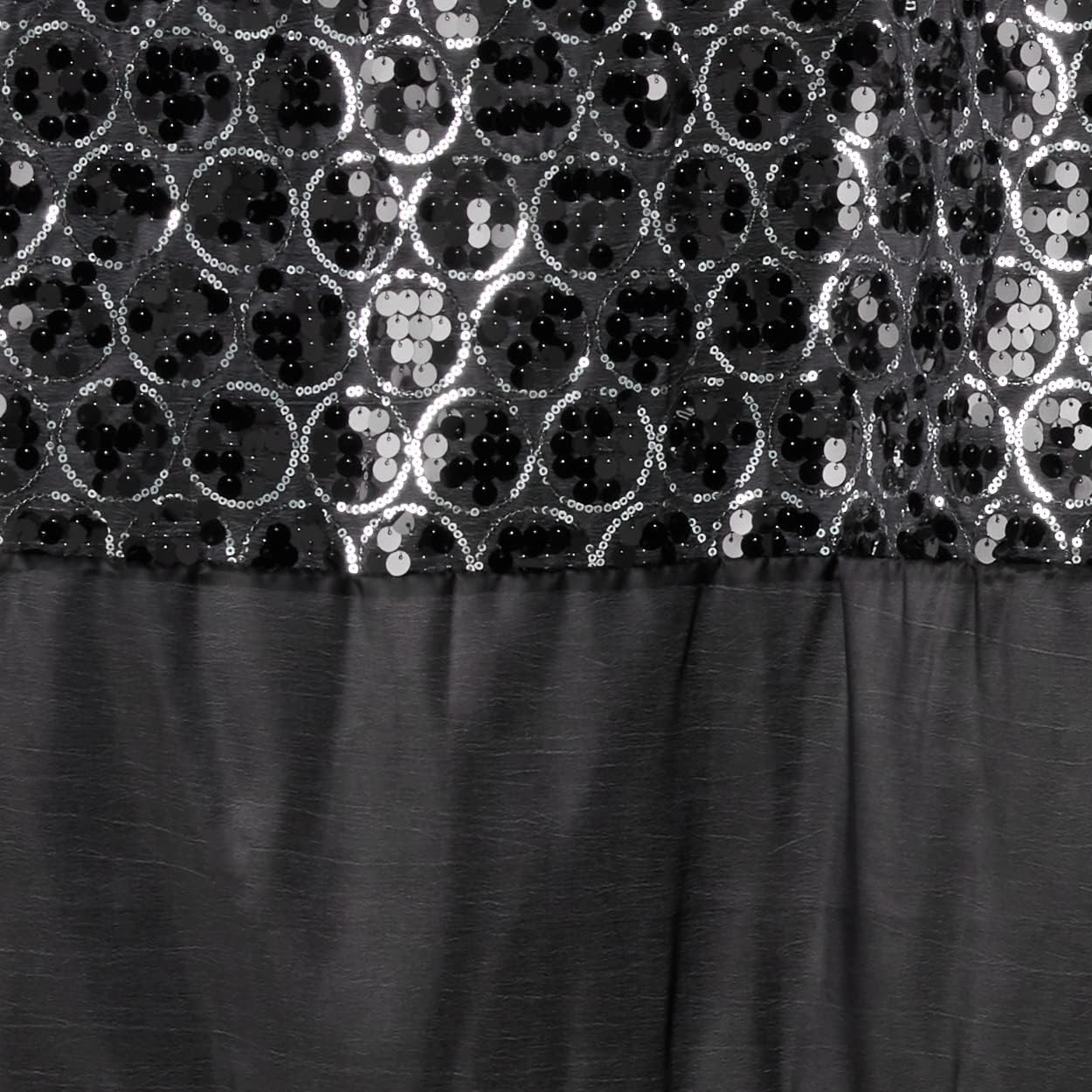 Sinatra Sequin Window Curtain with Tiebacks, Black, 36X54 Inches