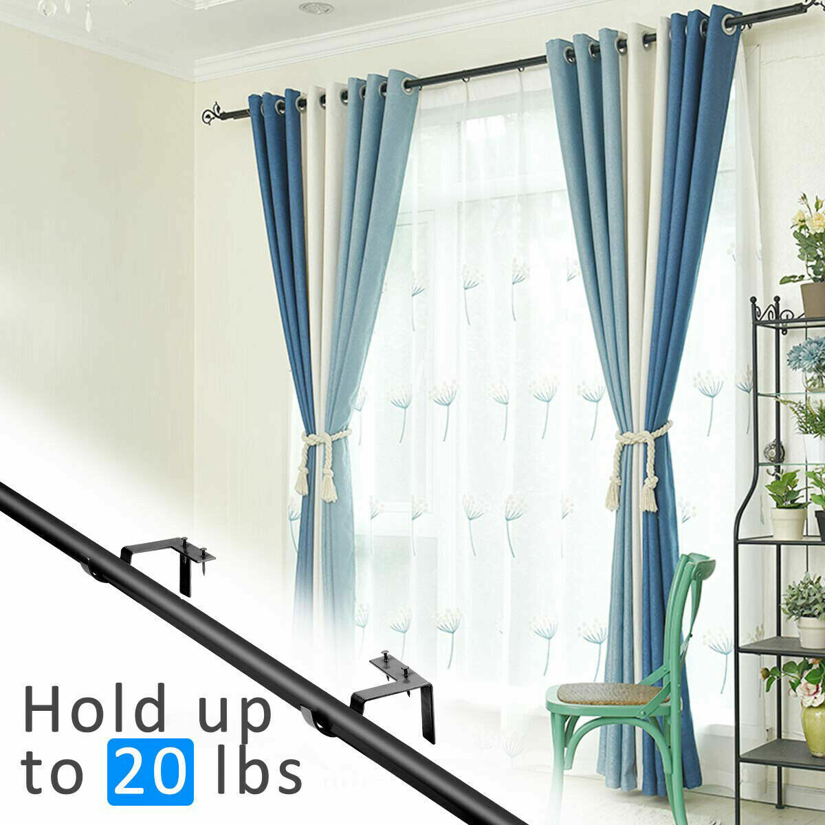 2-8pcs Single Hang Curtain Rod Hook Holder Wall Window Frame Bracket Home Decor