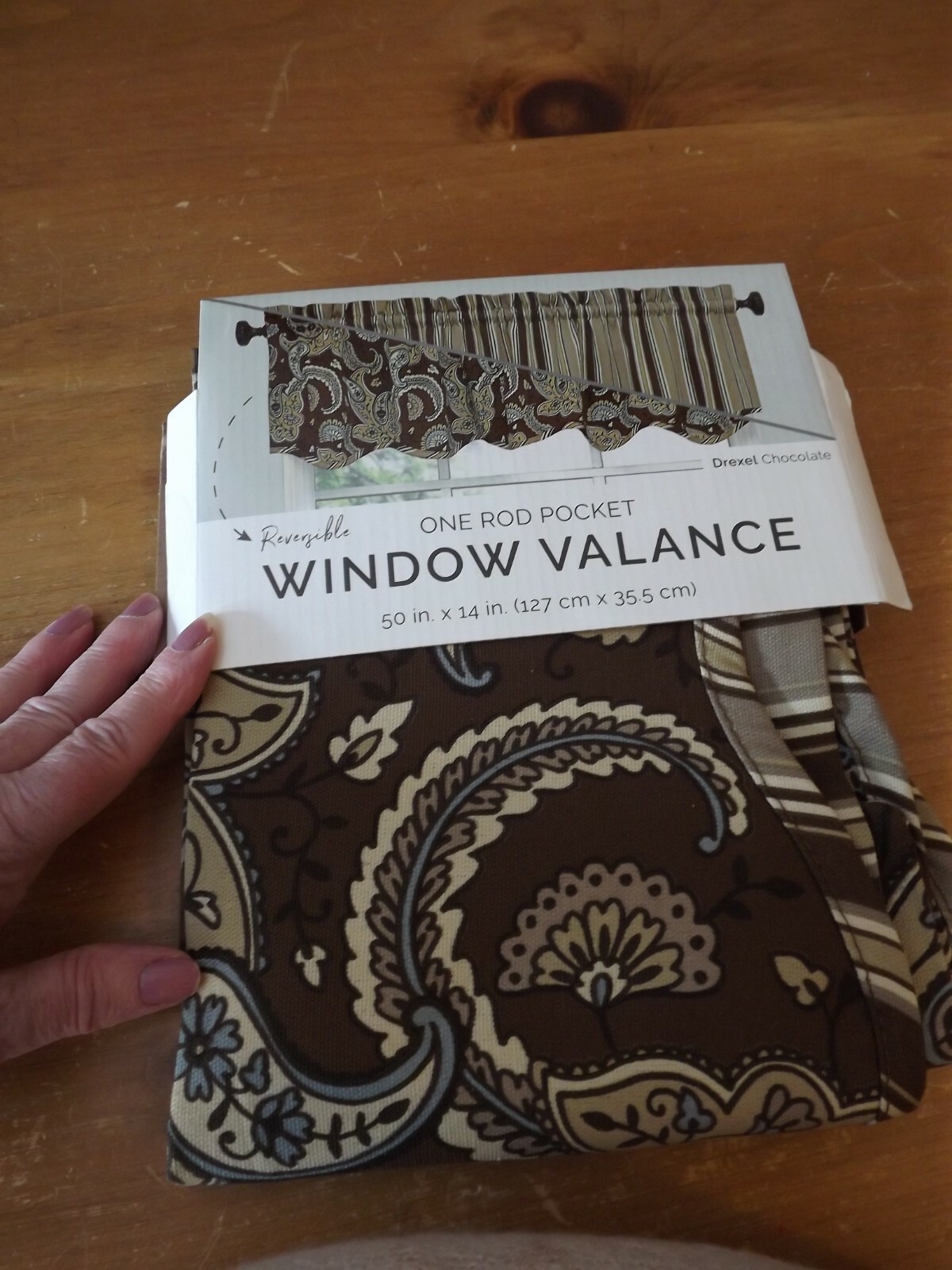 NEW reversible VALANCE bY DREXEL Ellery SCALLOPED CHOOSE BURGANDY OR BROWN NIP