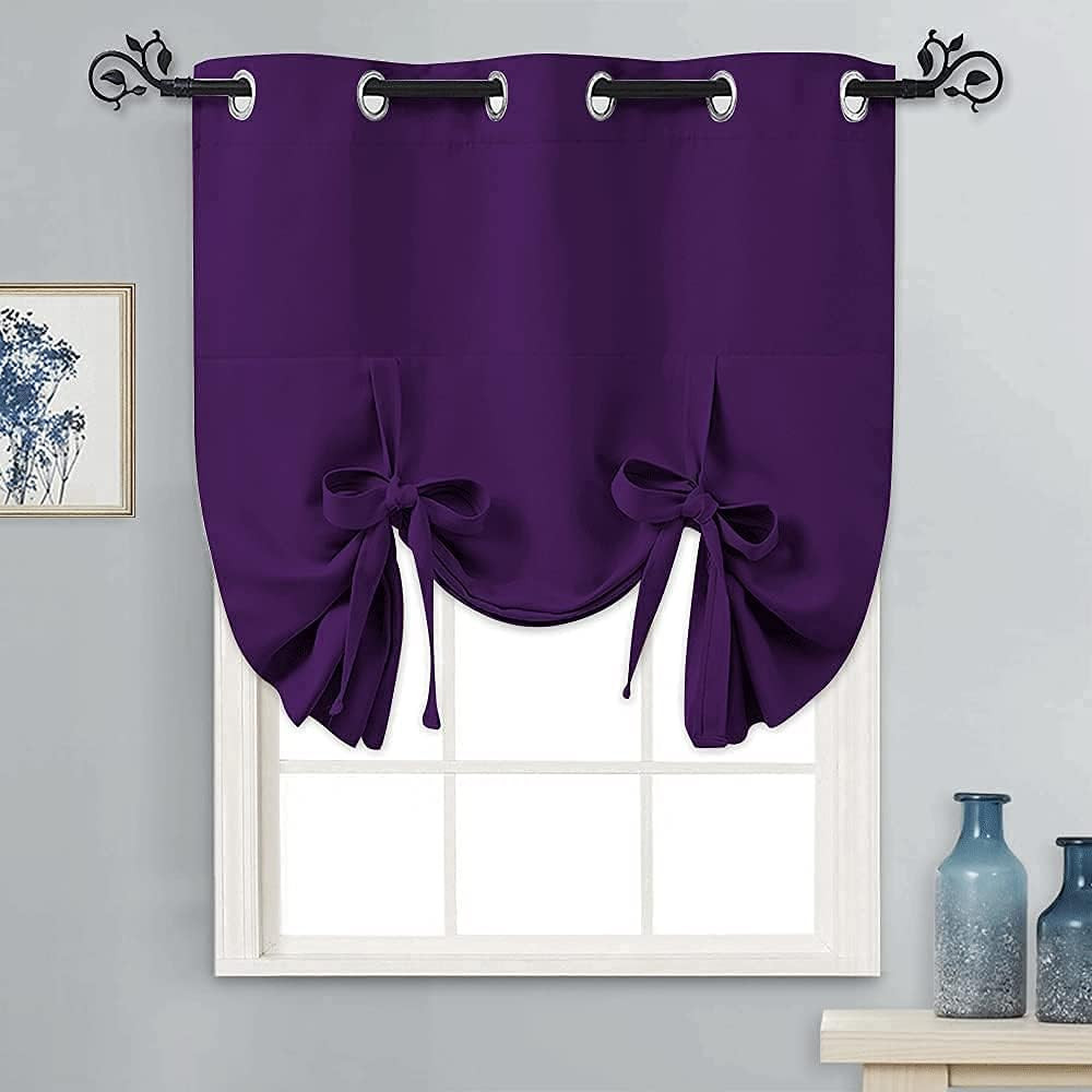 Roman Shade for Windows – Tie-up Shade Valance for Kitchen Grommet Drapery Home