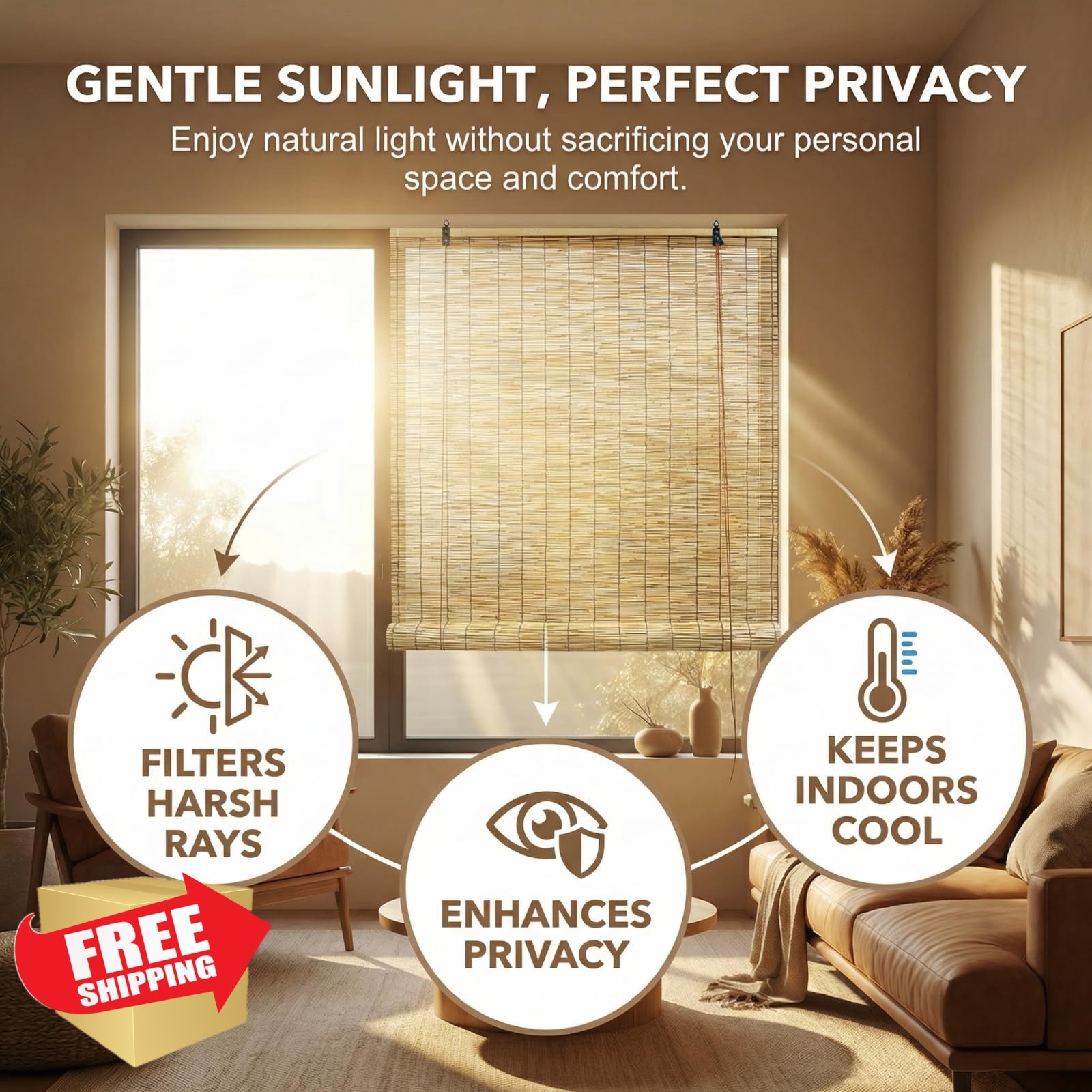 Lignity Carbonized Bamboo Blinds 23″W x 72″H