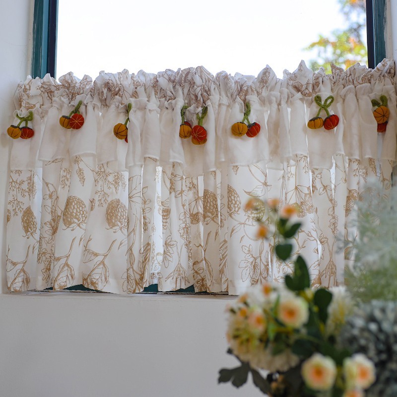 1pcs French Vintage Short Curtain Window Half Curtain Small Window Decor Country