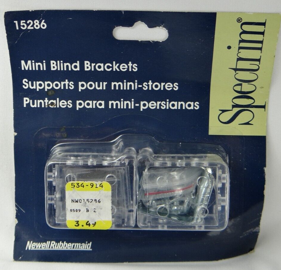 Spectrim Mini Blind Brackets, 15286, Fits Most Vinyl, Inside/Outside Mount NOS