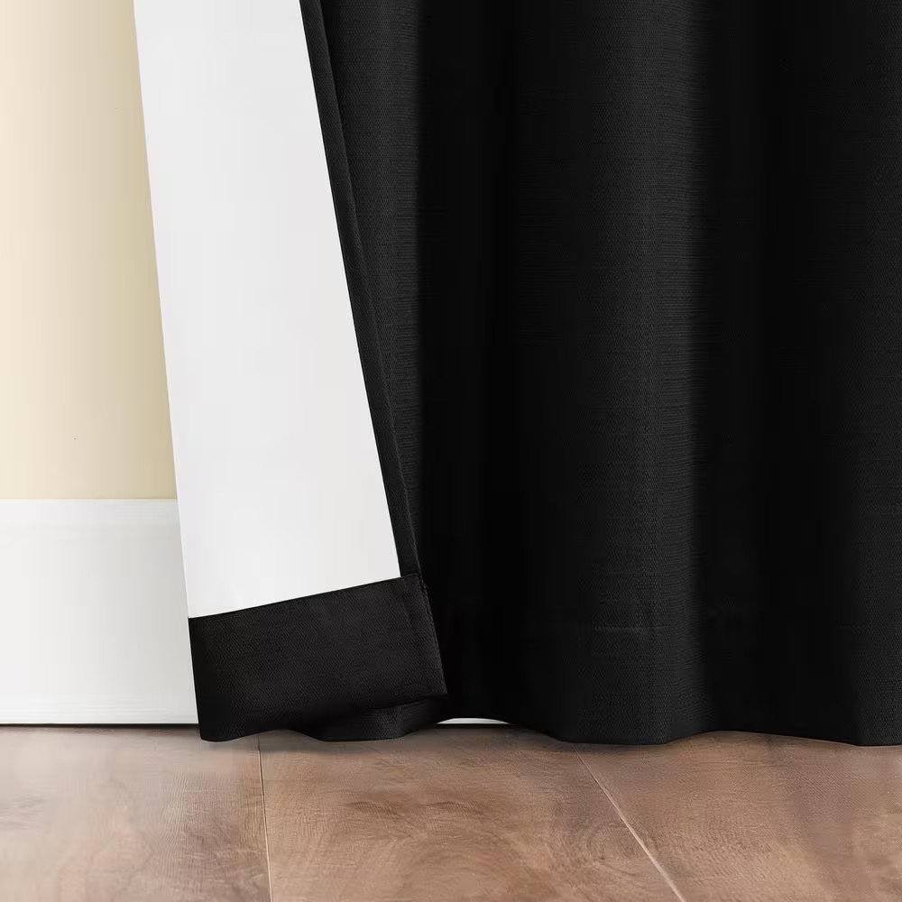 Kinnear Textured Black Polyester 40 In. W X 84 In. L Rod Pocket Blackout Curtain