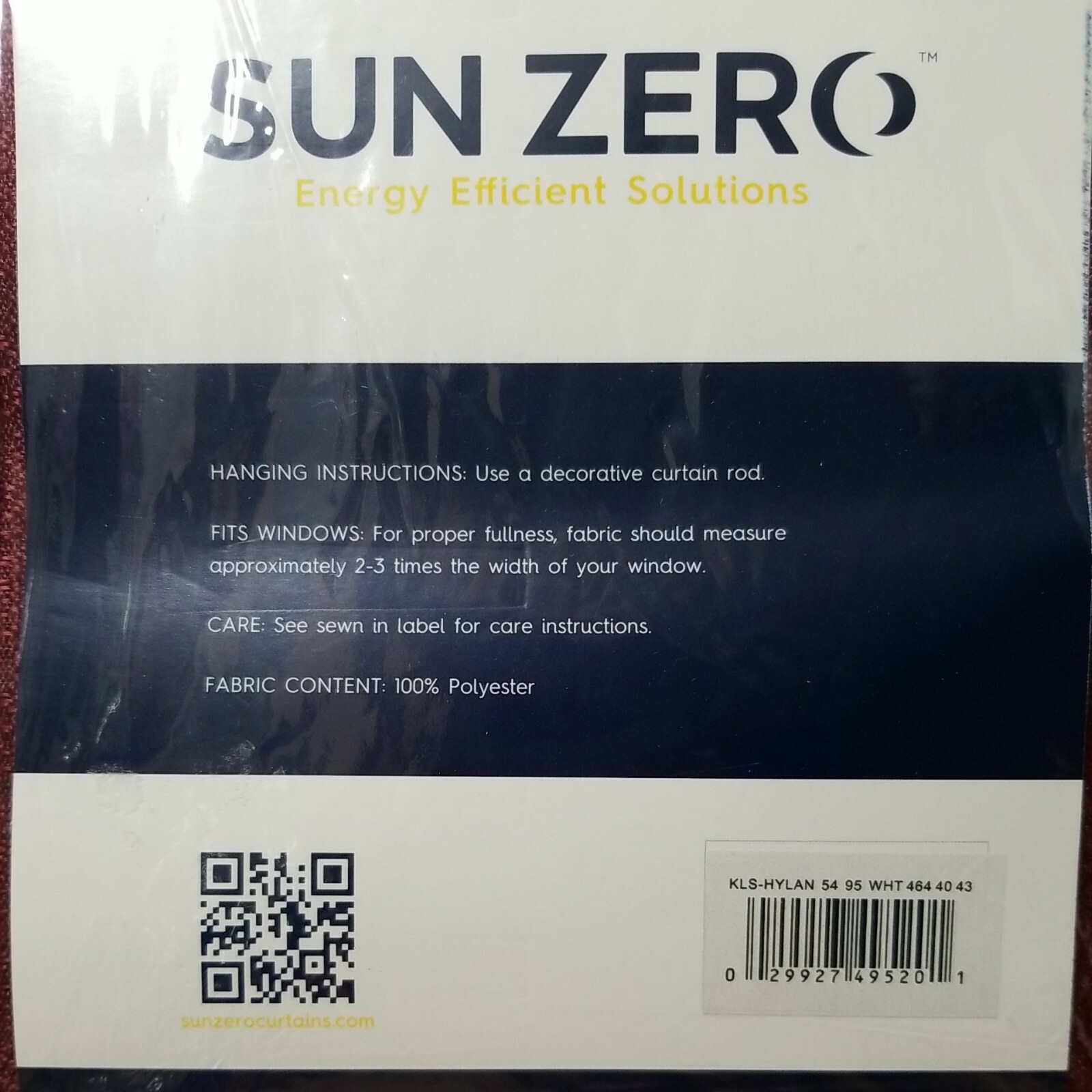 Sun Zero Lightenberg Blackout Curtain 42” X 64” Burgandy *One Panel*