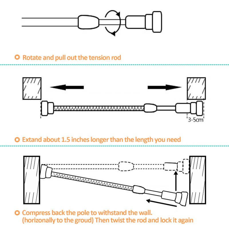 2-6PCS Curtain Tension Rods | 23 to 44 inches(Approx.) Shower Curtain Rod Set